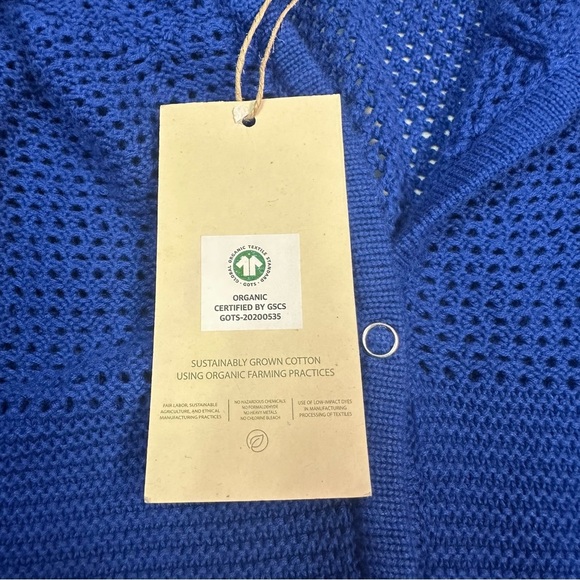 DG2 by Diane Gilman Vibrant Blue Knit Organic Cotton button Sweater - Picture 8 of 8